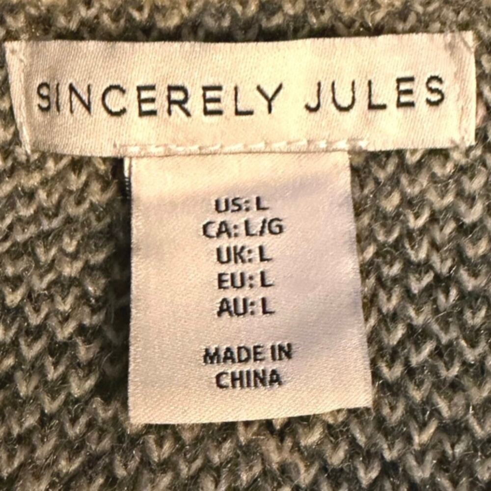 Sincerely Jules Women’s Chevron Black/Gray Soft Open Front Sweater Pockets SZ L - Picture 7 of 8